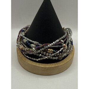 Demdaco Gray Beaded Prayer Bracelet Multi Strand Boho Journey Wrap